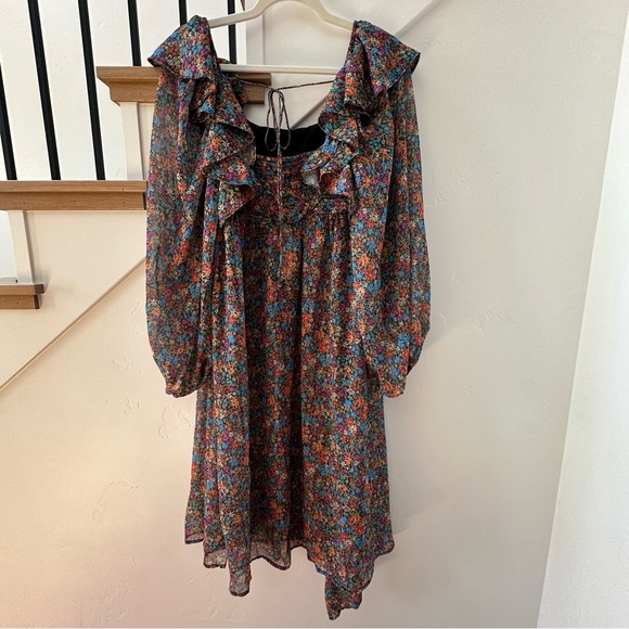 For Love & Lemons Brittany Floral Print Long Sleeve Midi Dress - Picture 7 of 12